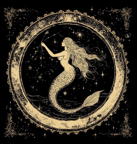 Obrázek produktu Pánské tričko Mořská Panna v Lunárním Kruhu Pisces