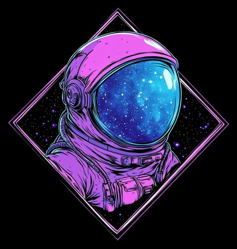 Obrázek produktu Pánské tričko Neonový Astronaut ve Vesmíru