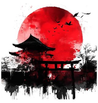 Obrázek 1 produktu Pánské tričko Japonský Chrám pod Rudým Sluncem