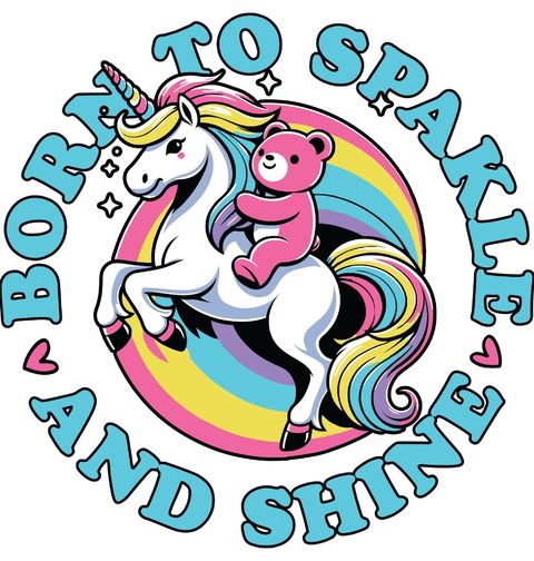 Obrázek produktu Dětské tričko Jednorožec s Medvídkem Born to Sparkle and Shine