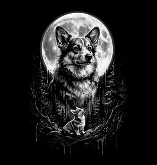 Obrázek 2 produktu Dětské tričko Corgi pod Úplňkem