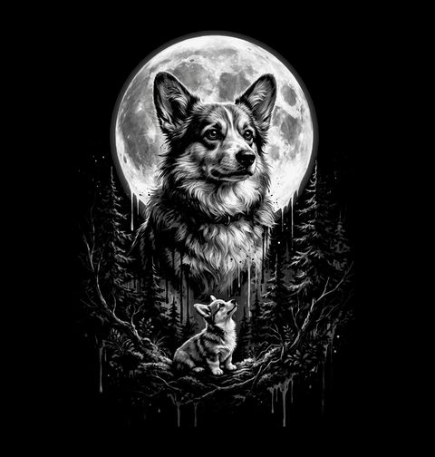 Obrázek produktu Dětské tričko Corgi pod Úplňkem