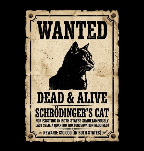 Obrázek produktu Dámské tričko Hledaná Schrödingerova Kočka WANTED