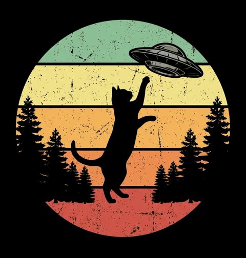 Obrázek produktu Dětské tričko Retro Kočka a UFO