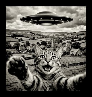 Obrázek 2 produktu Pánská mikina Kočka Fotí Selfie s UFO