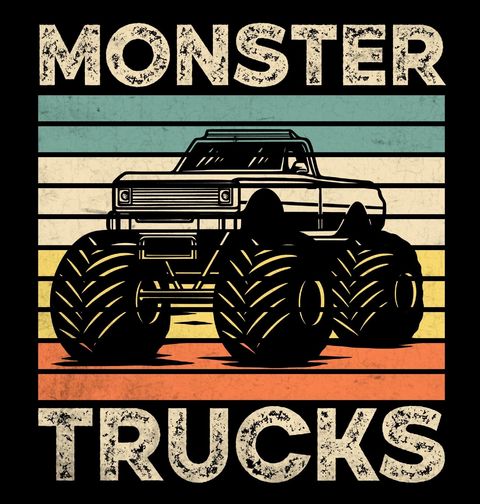 Obrázek produktu Dětské tričko Retro Monster Nákladní Automobily Monster Trucks