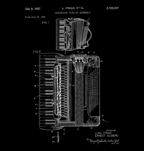 Obrázek produktu Dámské tričko Snímač Zvuku pro Akordeon Patent L. Frigo