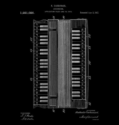 Obrázek produktu Pánské tričko Akordeon Patent R. Carbonari