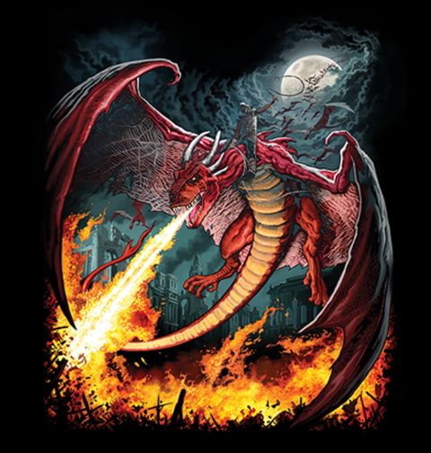 Obrázek produktu Pánské tričko Dračí Jezdec Dragon Slayer Červený Drak