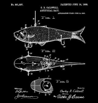 Obrázek 2 produktu Pánské tričko Umělá návnada na ryby Patent C. D. Caldwella (Velikost: L)