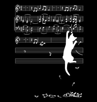 Obrázek 2 produktu Dámské tričko Kočka a Noty (Velikost: S)