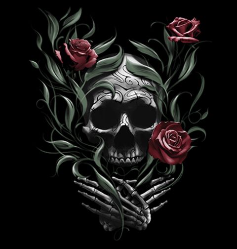 Obrázek produktu Pánské tričko Lebka Prorostlá Růžemi