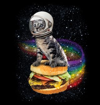 Obrázek 2 produktu Dámské tričko Vesmírná kočka na burgru
