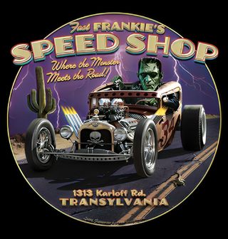 Obrázek 2 produktu Pánská mikina Frankensteinův Speed Shop, Kde Monstrum Řádí na Silnici!