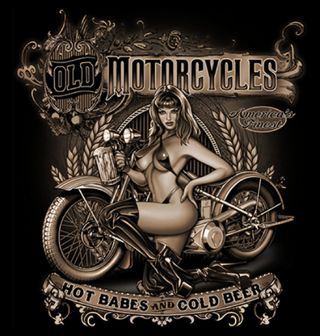 Obrázek 2 produktu Pánské tričko Staré Motorky Krásné Ženy a Studené Pivo (Velikost: 4XL)