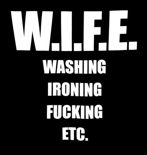 Obrázek produktu Dámské tričko  W.I.F.E. "Praní, Žehlení, Sex, atd."