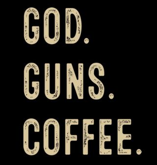 Obrázek 2 produktu Pánské tričko Bůh. Zbraně. Káva.