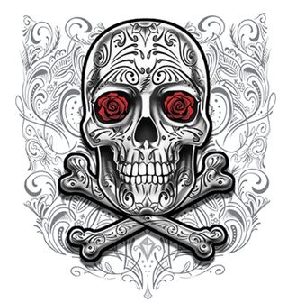 Obrázek 2 produktu Dámské tričko Pirátská Lebka a Růže