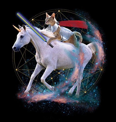 Obrázek produktu Dámské tričko Kočka a Jednorožec Vesmirný Bojovník
