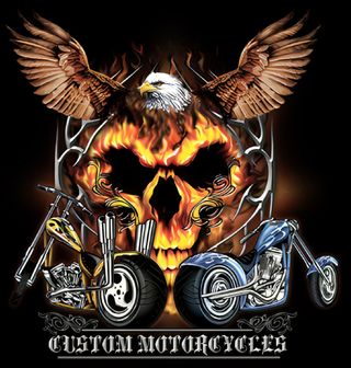 Obrázek 2 produktu Dámské tričko Eagle Skull Custom Motorcycles Ohnivá Lebka