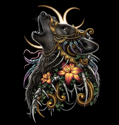 Obrázek produktu Pánské tričko Vytí vlka s květinami 