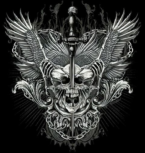 Obrázek produktu Pánské tričko Andělská Lebka s Mečem