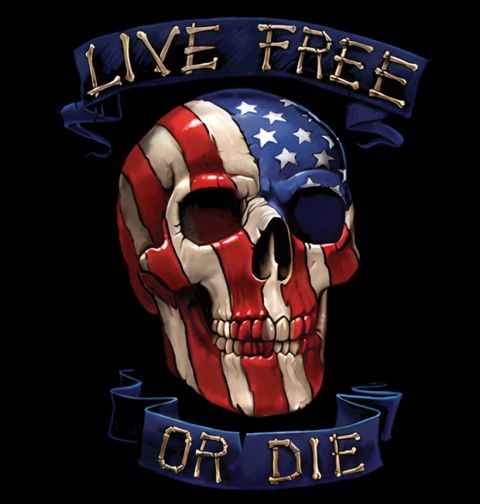 Obrázek produktu Dámské tričko Americká Lebka Žij svobodně nebo zemři