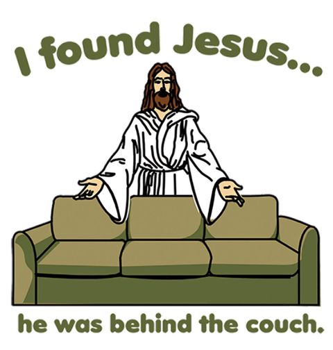 Obrázek produktu Pánské tričko Našel jsem Ježíše za gaučem