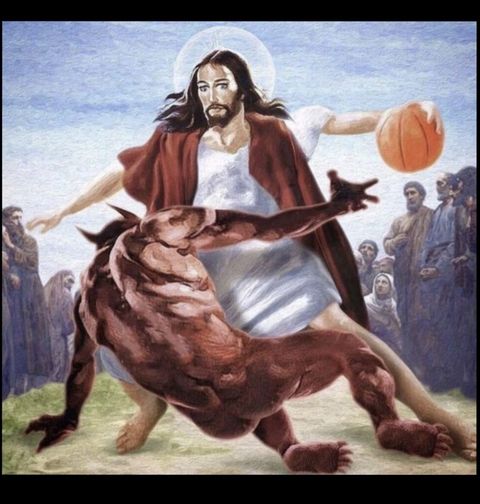 Obrázek produktu Pánské tričko Ježíš vyhrává nad Ďáblem