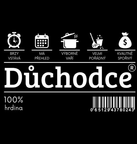 Obrázek produktu Pánské tričko Štítek Důchodce na prodej 100% hrdina