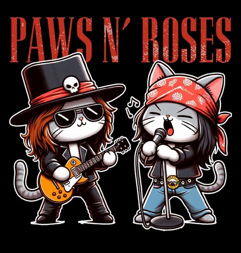 Obrázek produktu Pánské tričko Paws & Roses Kočičí rocková kapela