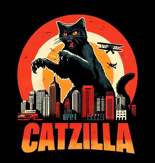 Obrázek 2 produktu Pánské tričko Catzilla Útočí Kočka Godzilla