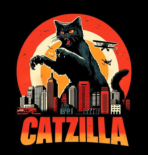 Obrázek produktu Pánské tričko Catzilla Útočí Kočka Godzilla