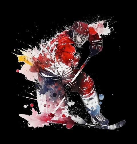 Obrázek produktu Dámské tričko Hokejista v Akci Watercolor Hockey Player