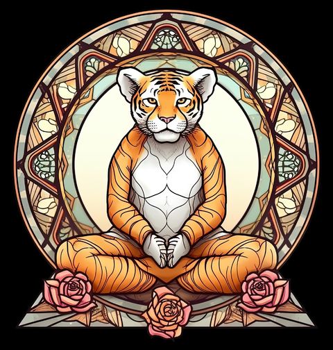 Obrázek produktu Pánské tričko Meditující Tygr Stained Glass Tiger