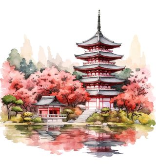 Obrázek 2 produktu Pánské tričko Japonská Pagoda u Jezera