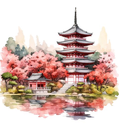 Obrázek produktu Pánské tričko Japonská Pagoda u Jezera