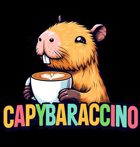 Obrázek produktu Dámské tričko Kapybara s kávou Capybaraccino