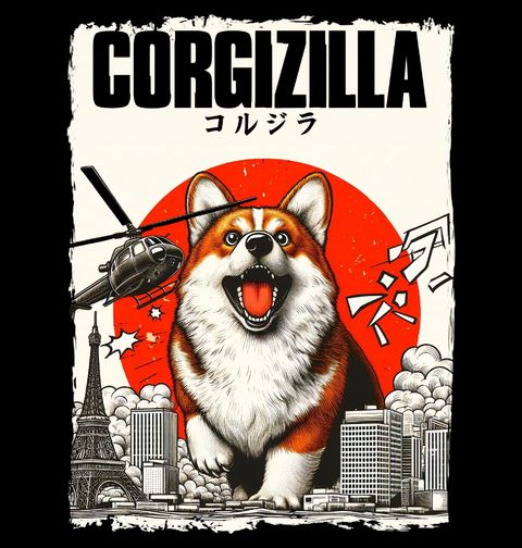 Obrázek produktu Pánské tričko Japonská Corgizilla útočí Godzilla