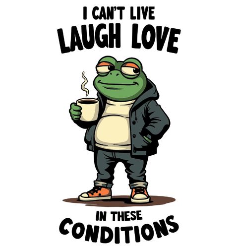 Obrázek produktu Dámské tričko Žába s Kávou I Can't Live Laugh Love