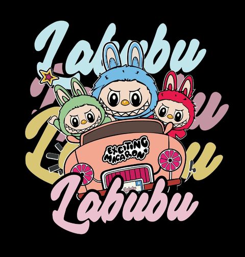 Obrázek produktu Dámské tričko Tři LaBubu v Autě Exciting Macaron