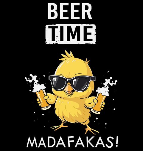 Obrázek produktu Pánské tričko Kuře s pivem Beer Time Madafakas!