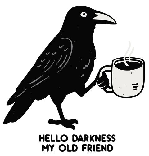 Obrázek produktu Dámské tričko Havran s Kávou Hello Darkness My Old Friend