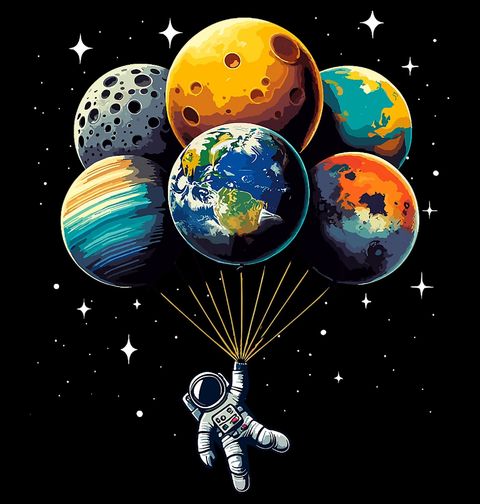 Obrázek produktu Dámské tričko Astronaut Vesmírný let balónem