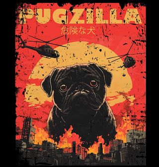 Obrázek 2 produktu Pánské tričko Japonská Pugzilla útočí Godzilla