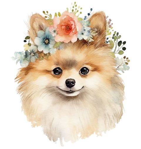 Obrázek produktu Pánské tričko Květinový Pes Pomeranian