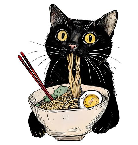 Obrázek produktu Dámské tričko Hladová Kočka a Ramen