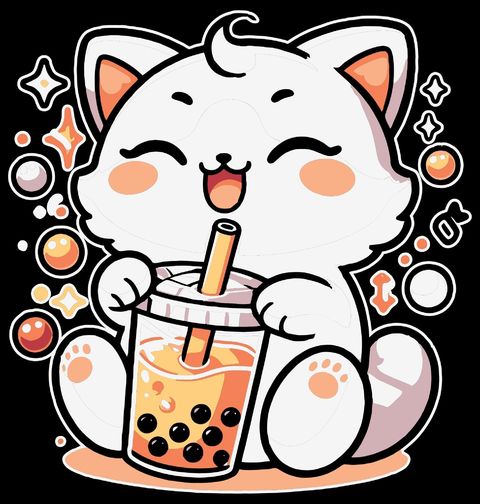 Obrázek produktu Dětské tričko Kawaii Kočka s Bubble Tea