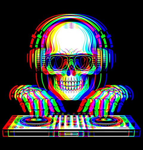 Obrázek produktu Pánské tričko DJ Kostlivec Glitch Skull DJ