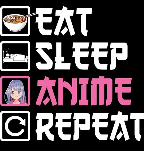 Obrázek produktu Dětské tričko Jez Spi Posiluj Anime Eat Sleep Anime Repeat